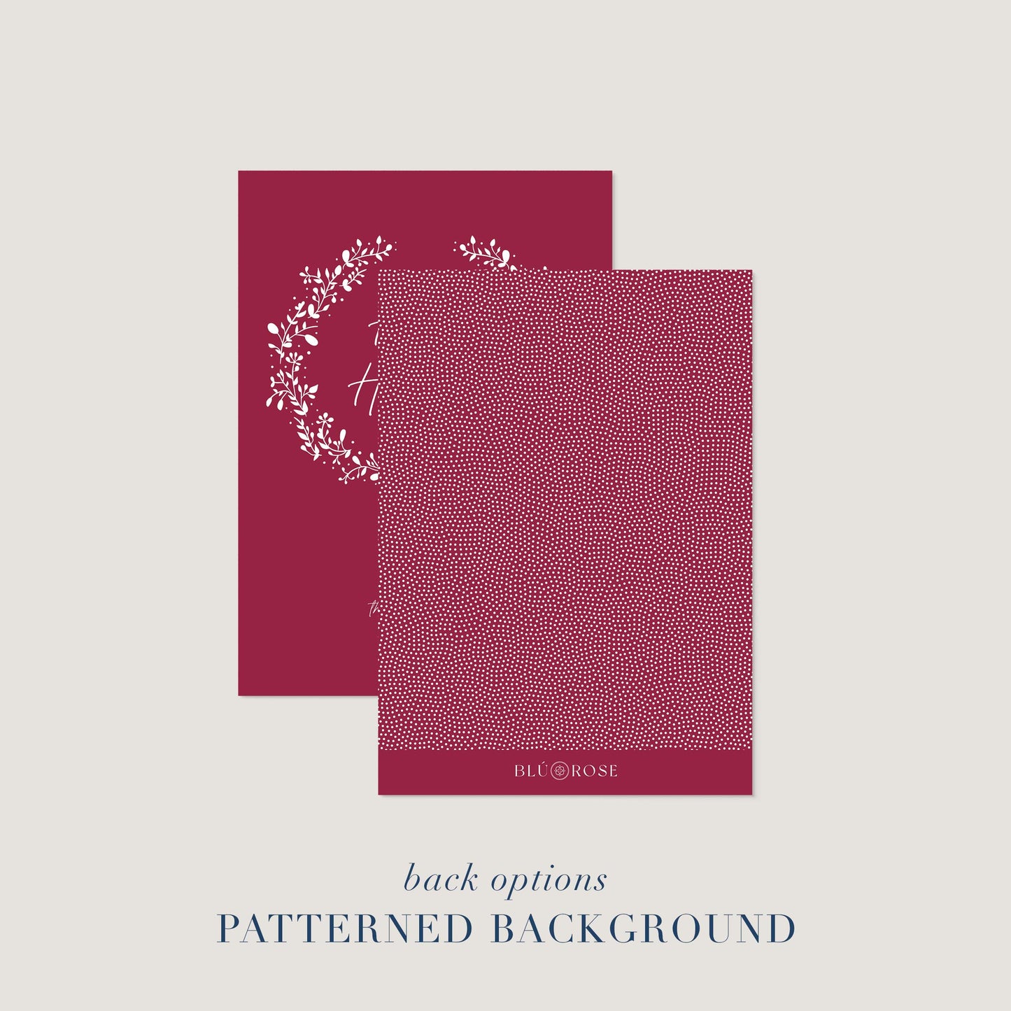 Back design option for personalized holiday card with subtle red dot pattern.