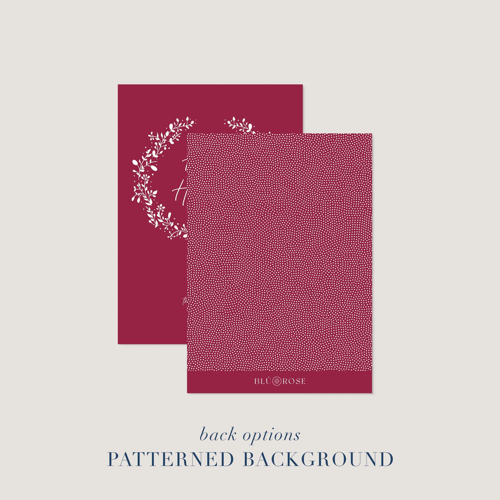 Back design option for personalized holiday card with subtle red dot pattern.
