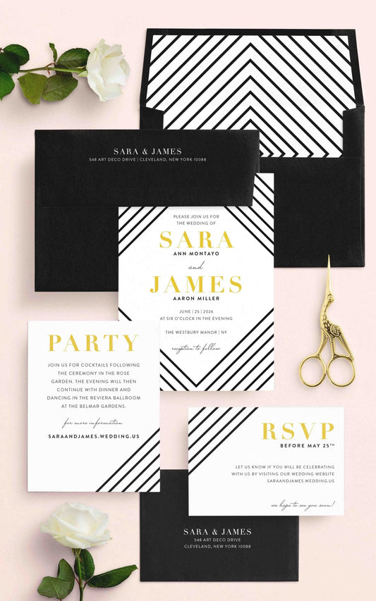 Art Deco Wedding Invitations - Blú Rose