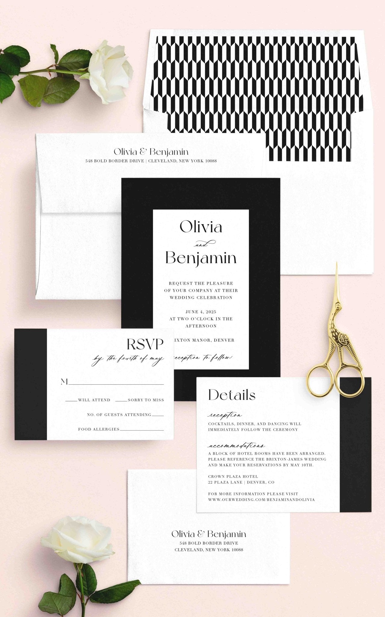 Bold Border Wedding Invitations - Blú Rose