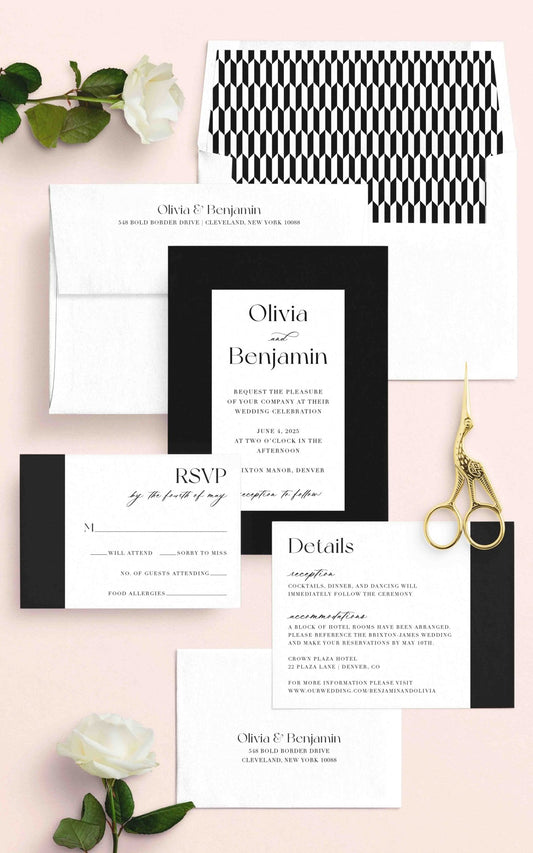 Bold Border Wedding Invitations - Blú Rose