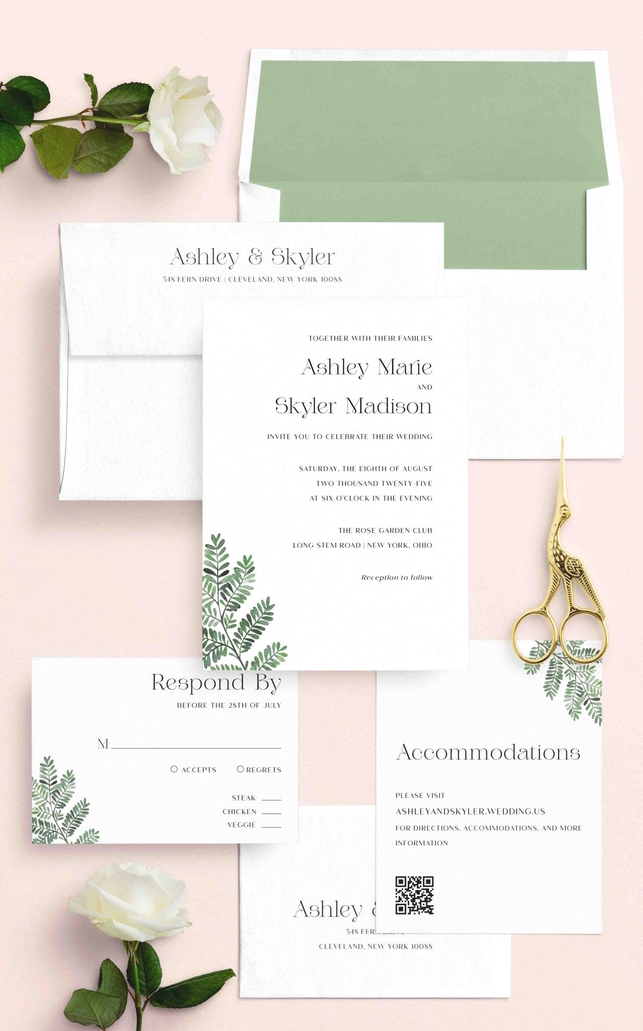 Fern Wedding Invitations - Blú Rose