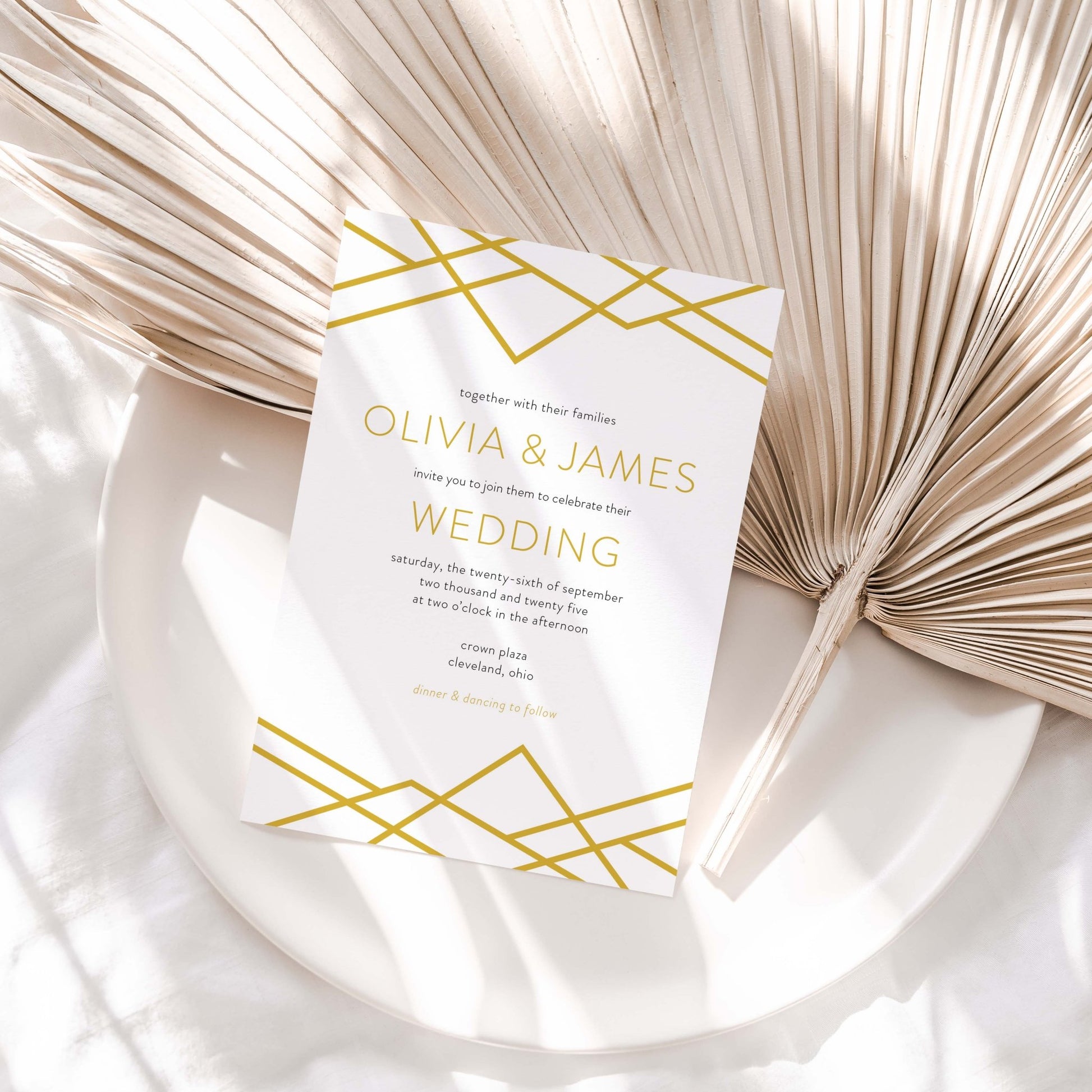Geometric Art Deco Wedding Invitations - Blú Rose