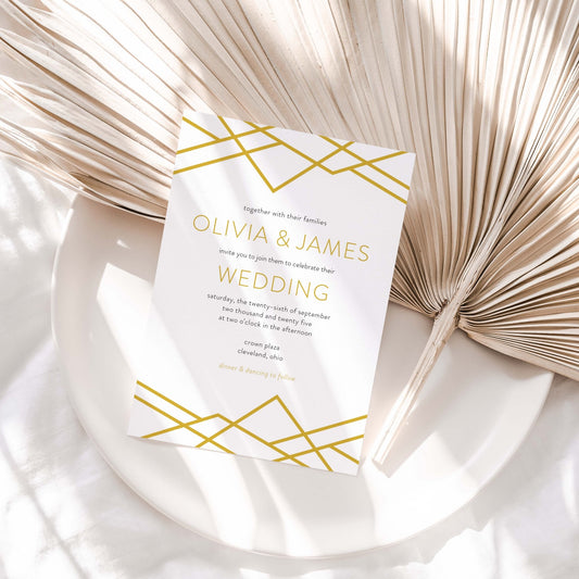 Geometric Art Deco Wedding Invitations - Blú Rose