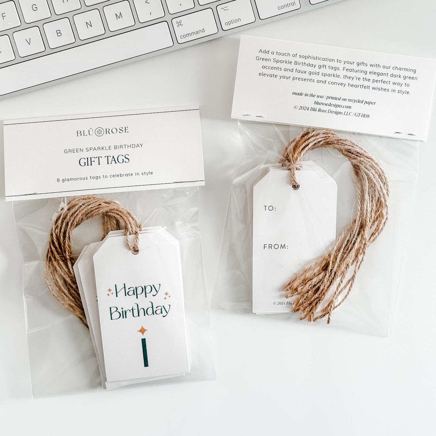 Green Sparkle Birthday Gift Tags - Blú Rose