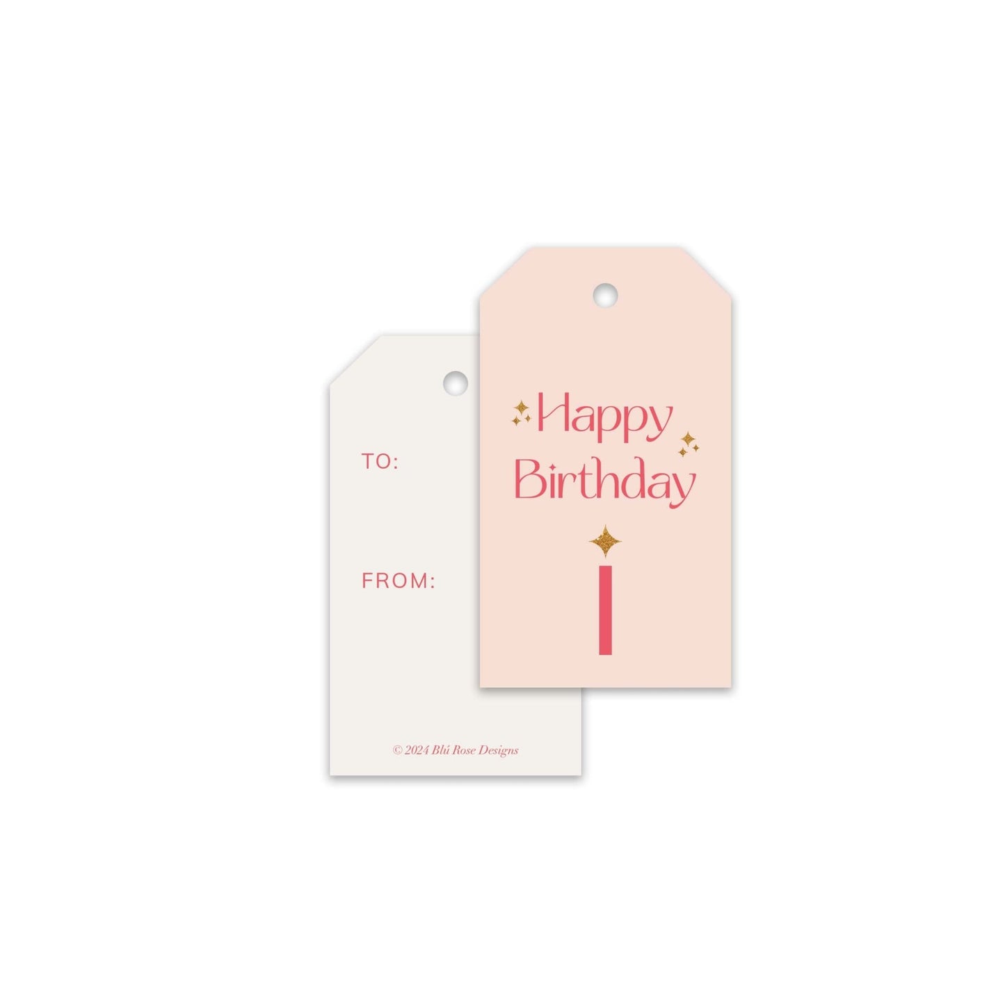 Pink Sparkle Birthday Gift Tags - Blú Rose