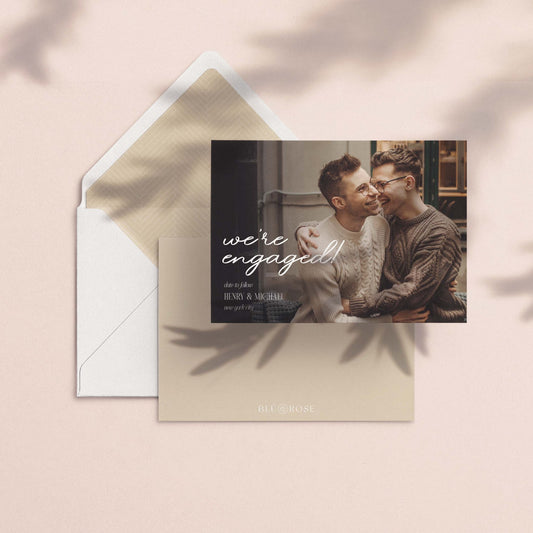 Romantic Script Engagement Announcement Cards - Blú Rose