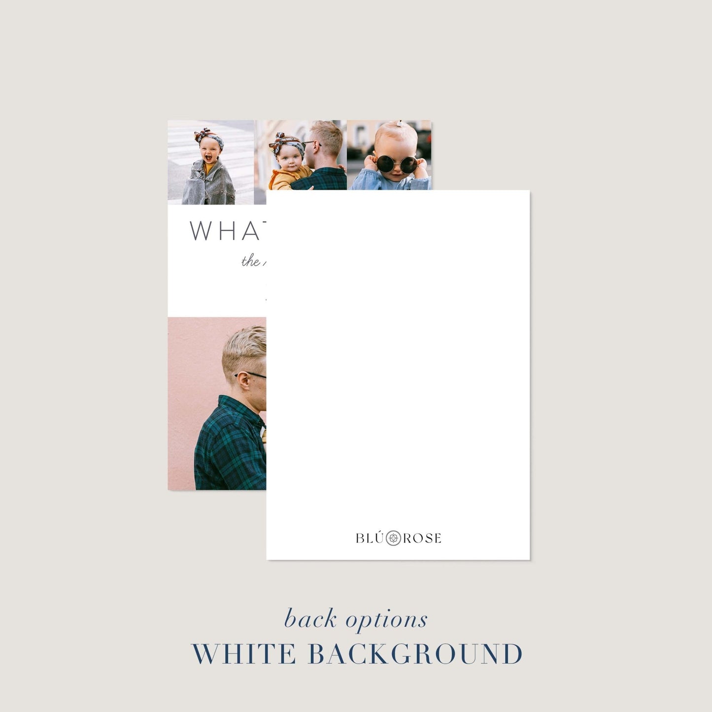 What a Year holiday card displayed with clean white back for a minimalist look.