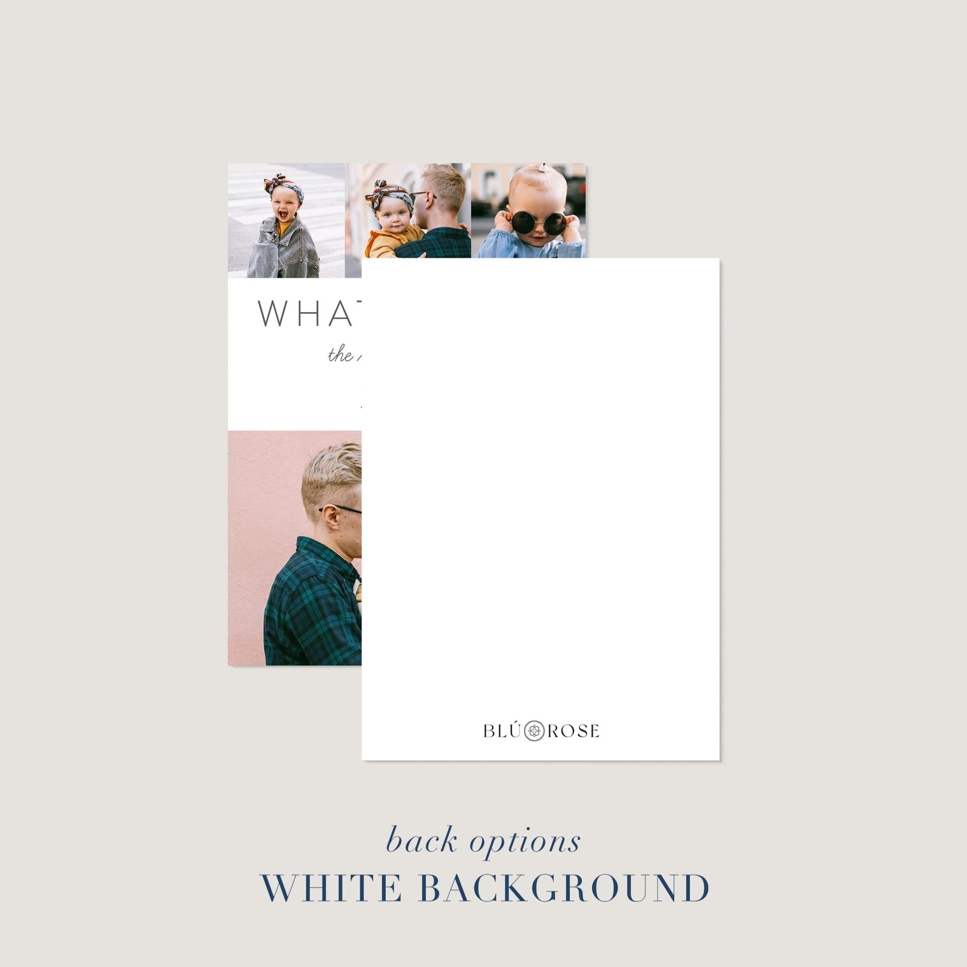 What a Year holiday card displayed with clean white back for a minimalist look.