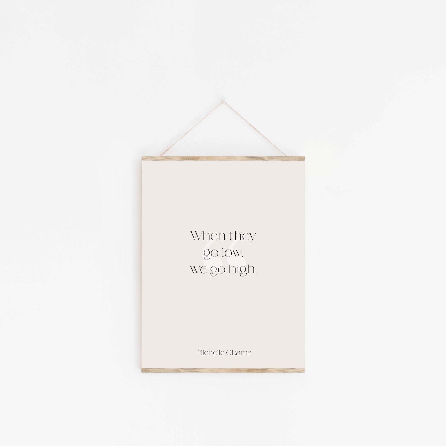 Hanging quote art print with minimalist typography design