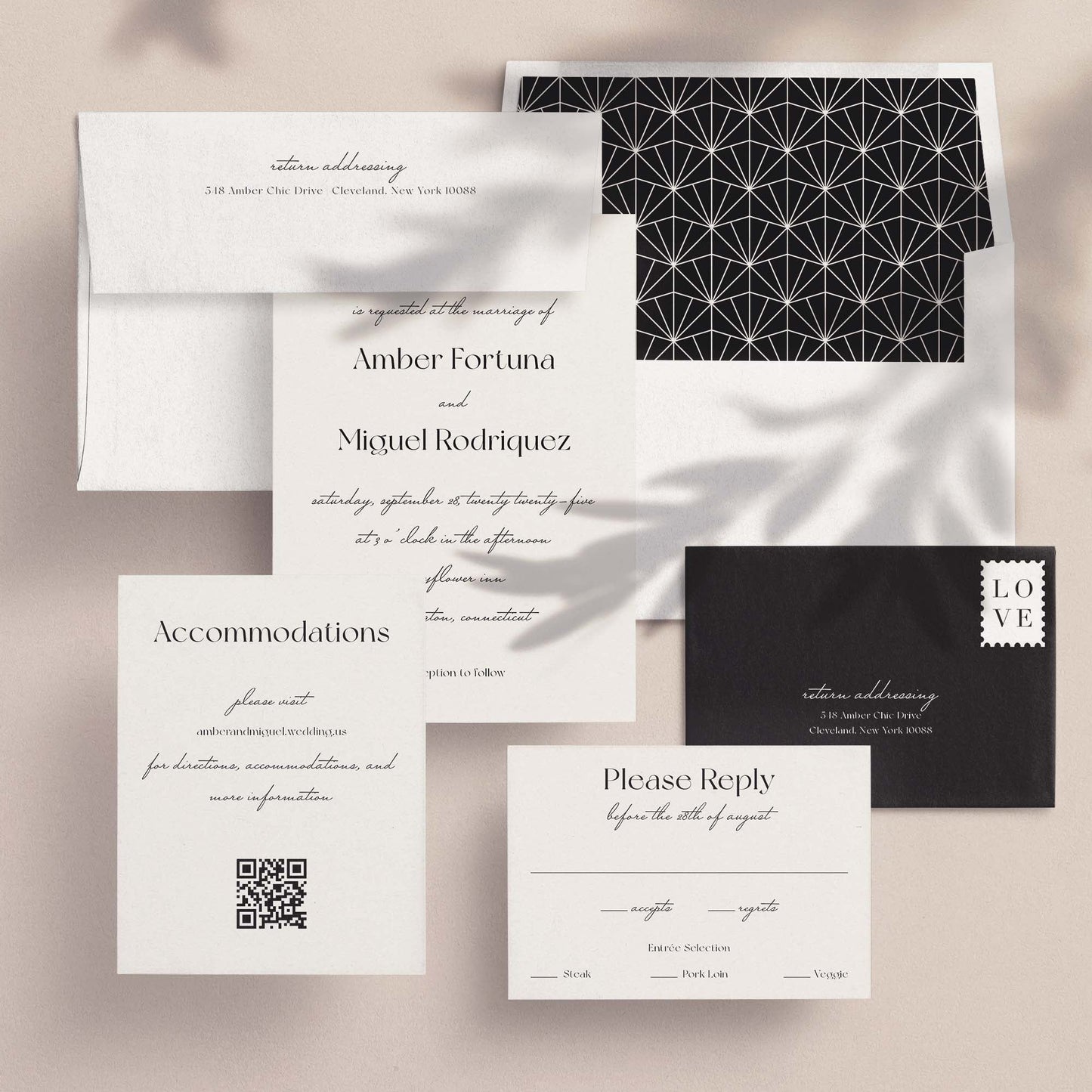 Amber Chic Wedding Invitations - Blú Rose