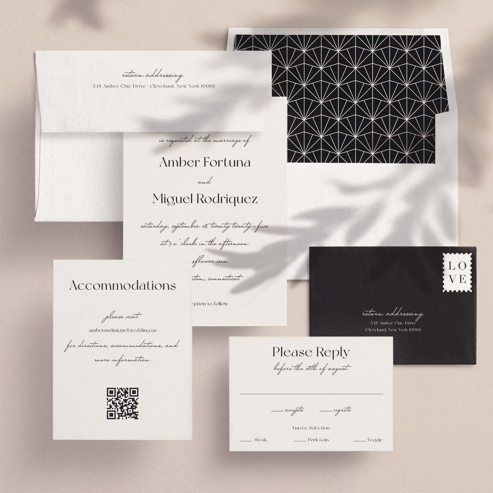 Amber Chic Wedding Invitations - Blú Rose