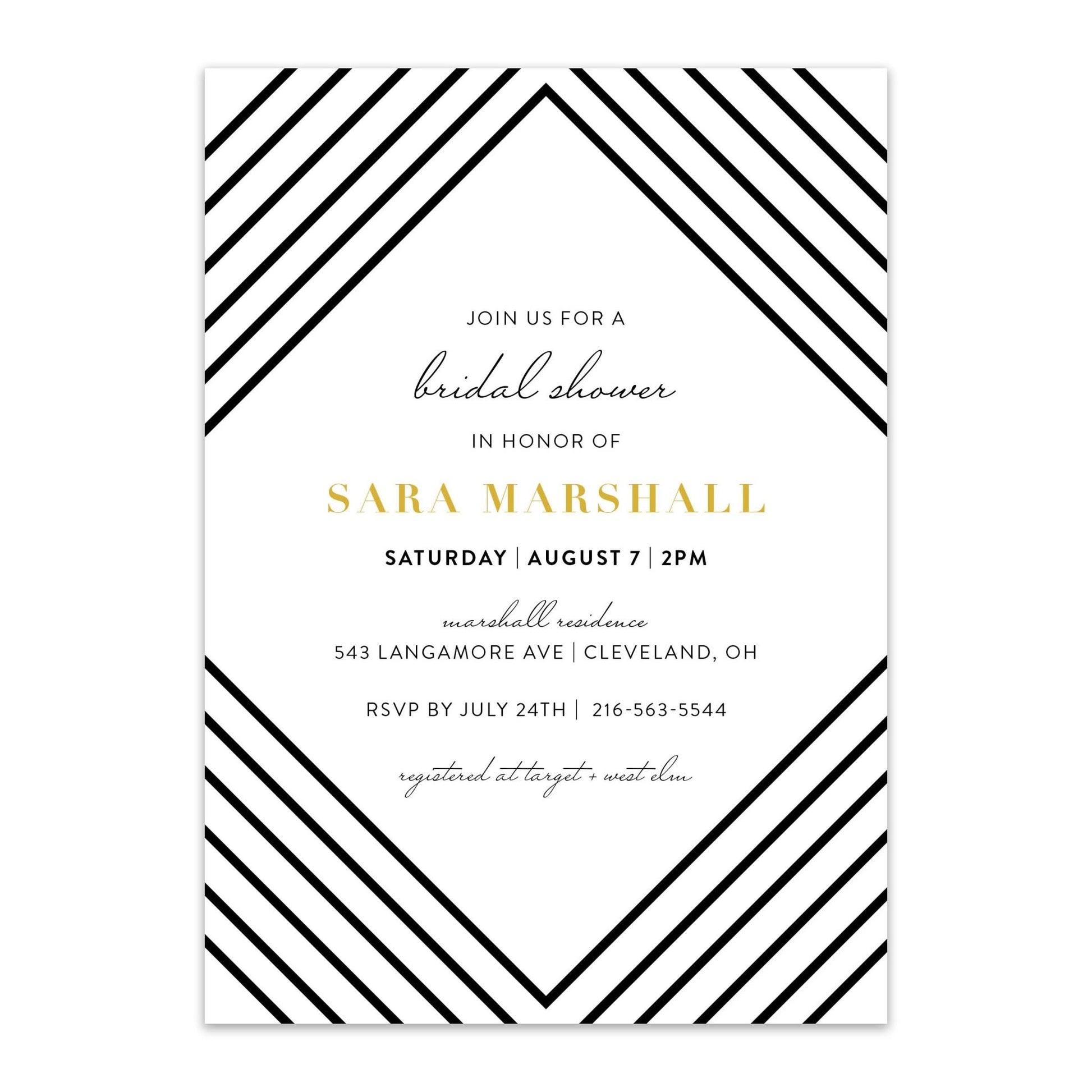 Art Deco Black + White Invitations - Blú Rose