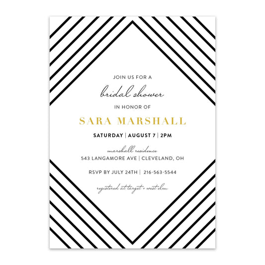 Art Deco Black + White Invitations - Blú Rose