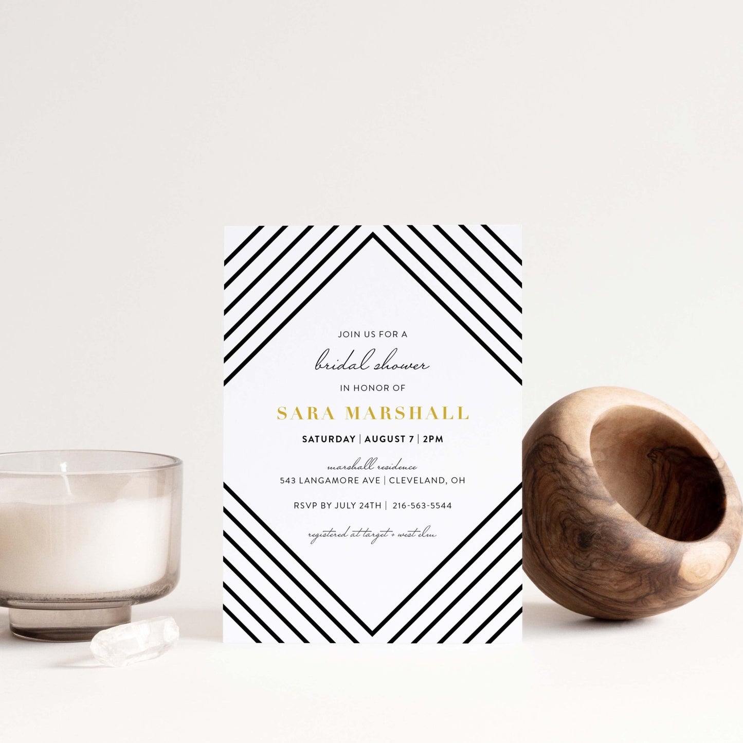 Art Deco Black + White Invitations - Blú Rose