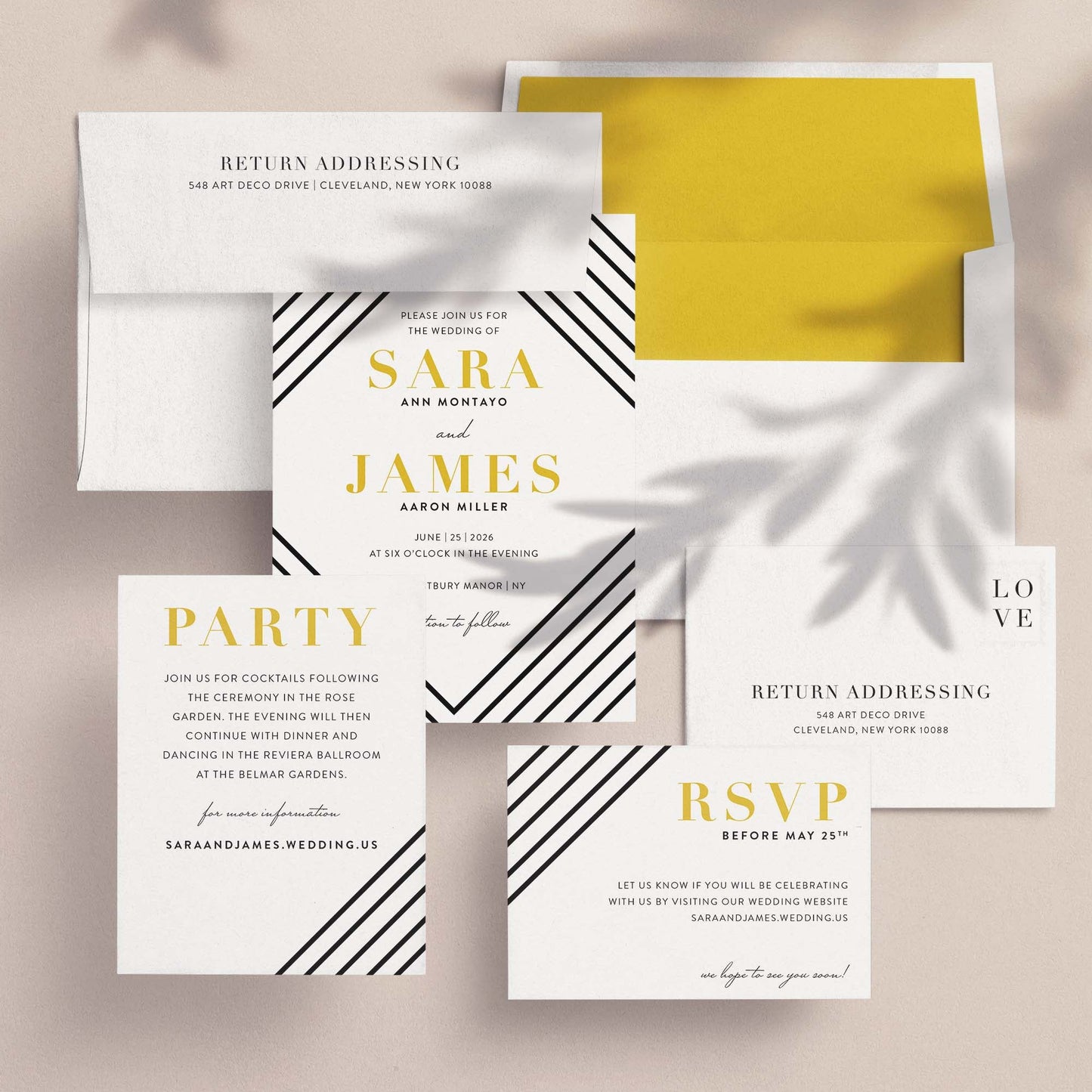 Art Deco Wedding Invitations - Blú Rose