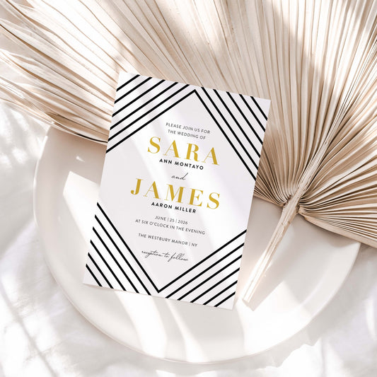 Art Deco Wedding Invitations - Blú Rose