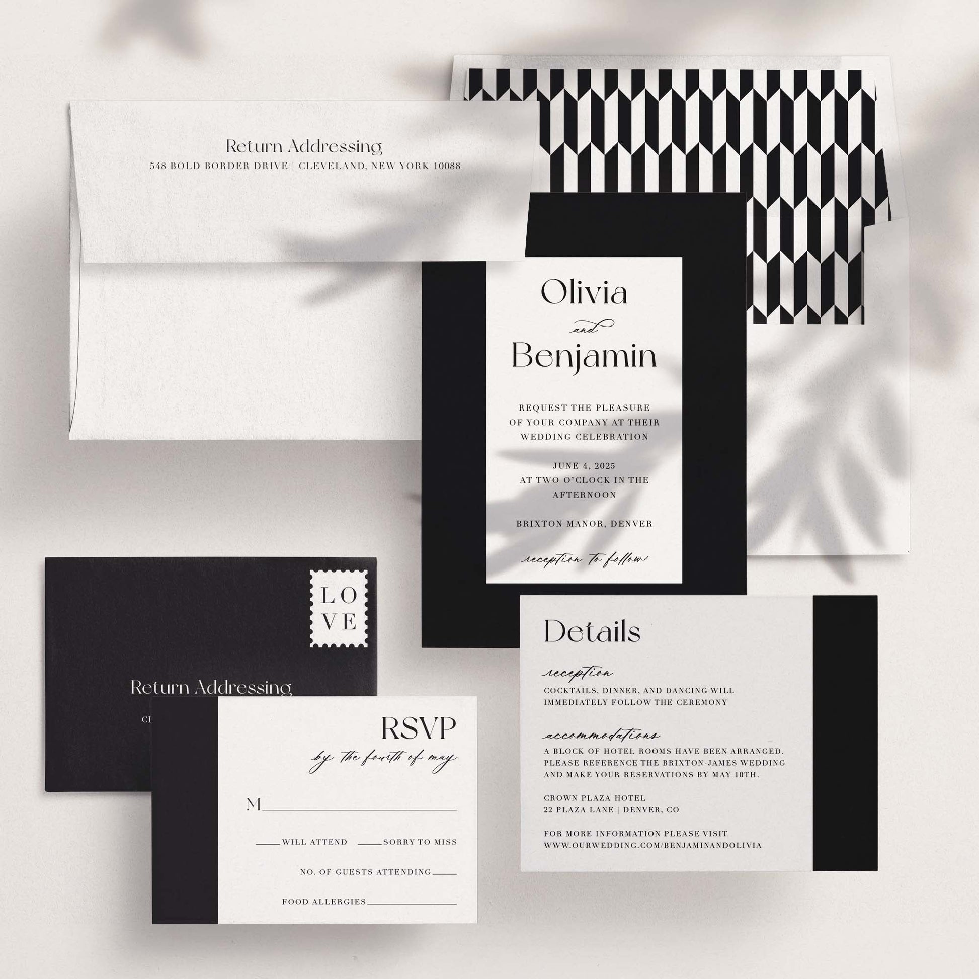 Bold Border Wedding Invitations - Blú Rose
