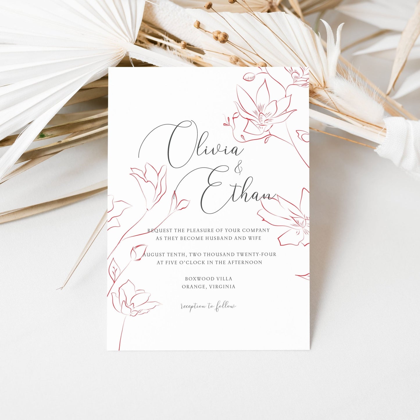 Delicate Floral Wedding Invitations - Blú Rose