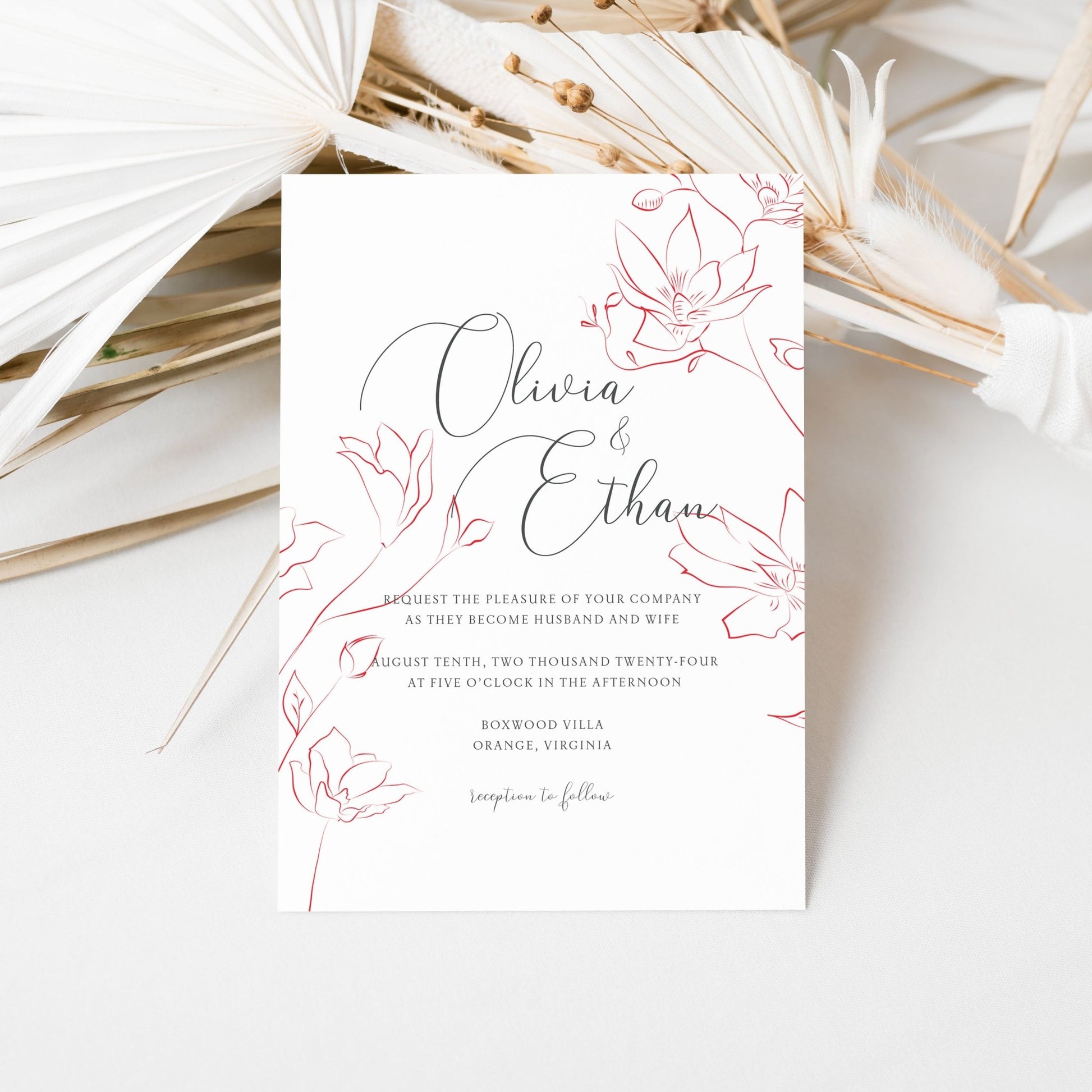 Delicate Floral Wedding Invitations - Blú Rose