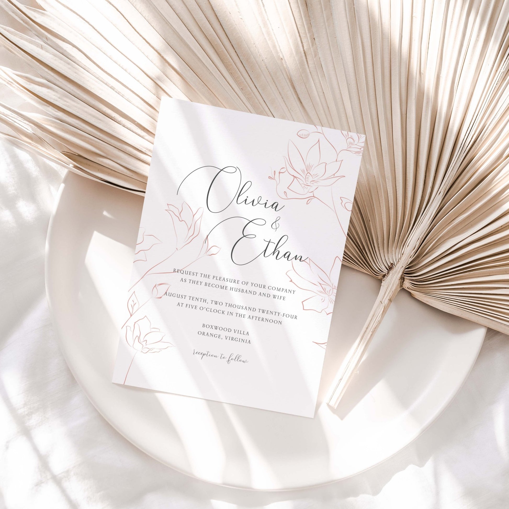 Delicate Floral Wedding Invitations - Blú Rose
