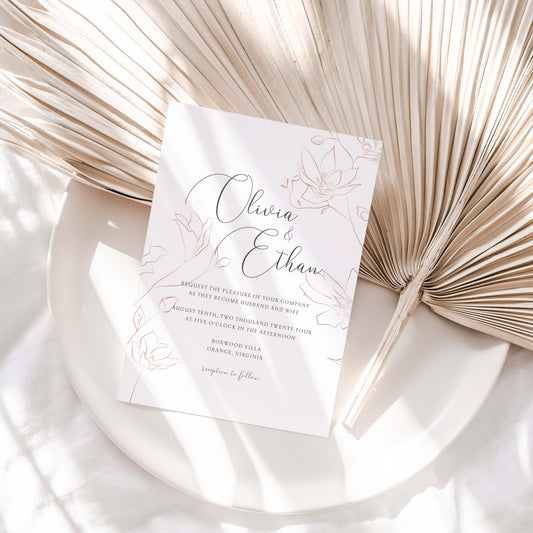 Delicate Floral Wedding Invitations - Blú Rose