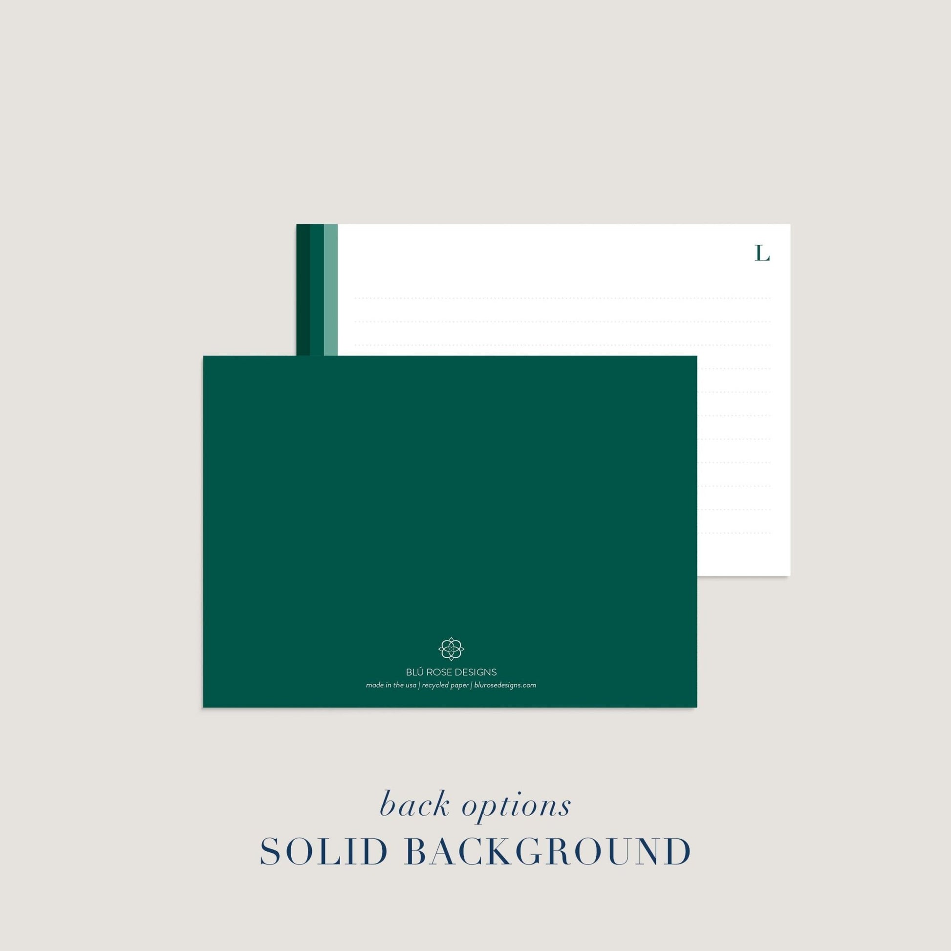 Elegant Green Notecards - Blú Rose