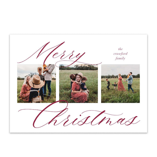 Elegant Three Photo Holiday Cards - Blú Rose