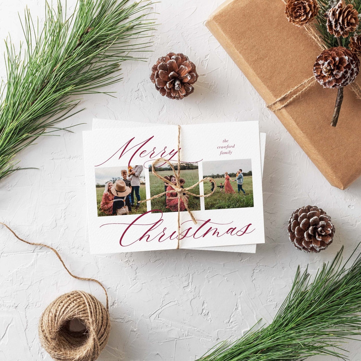 Elegant Three Photo Holiday Cards - Blú Rose