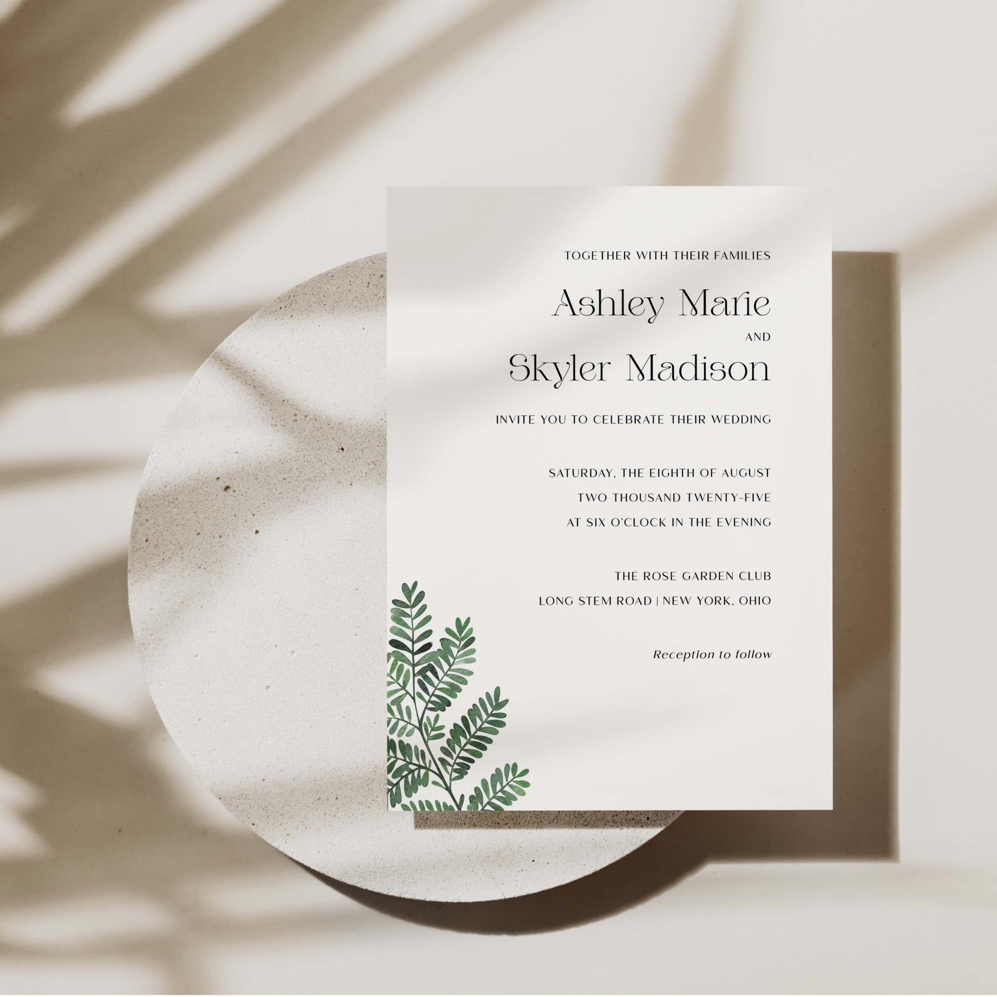 Fern Wedding Invitations - Blú Rose