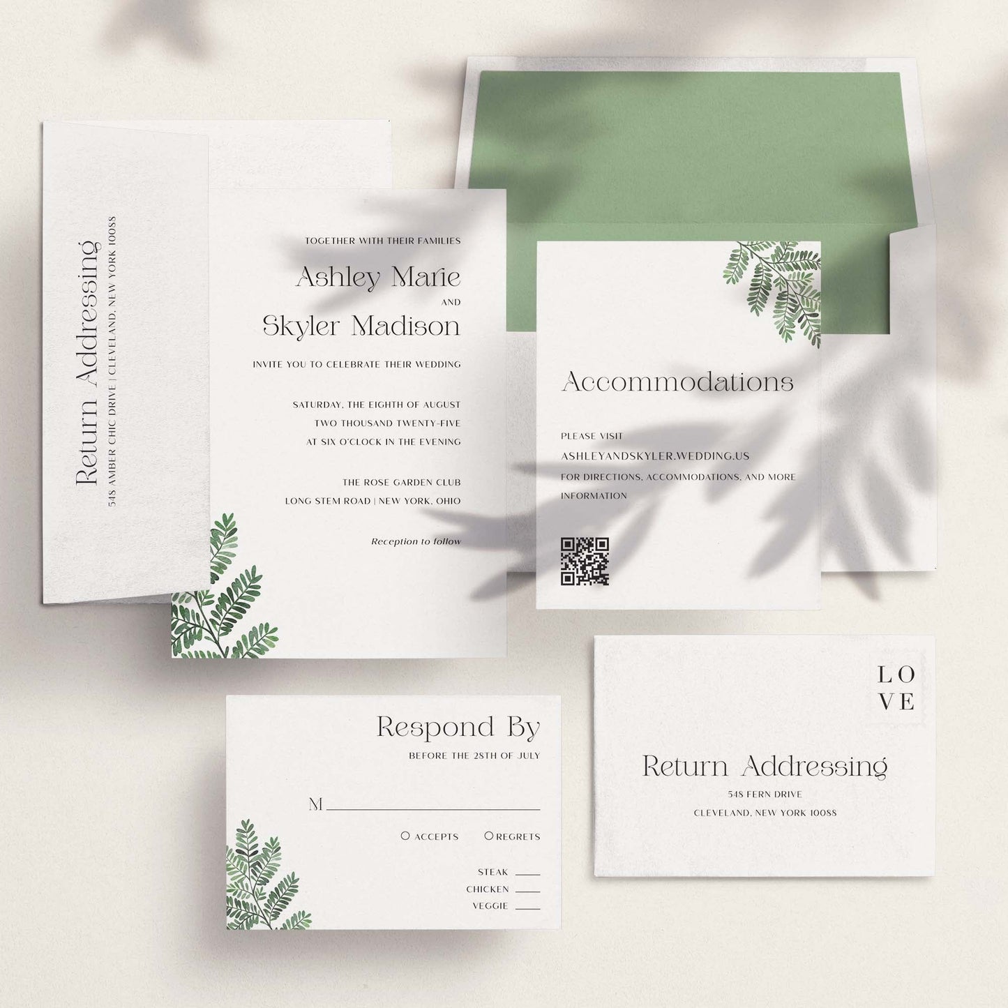 Fern Wedding Invitations - Blú Rose