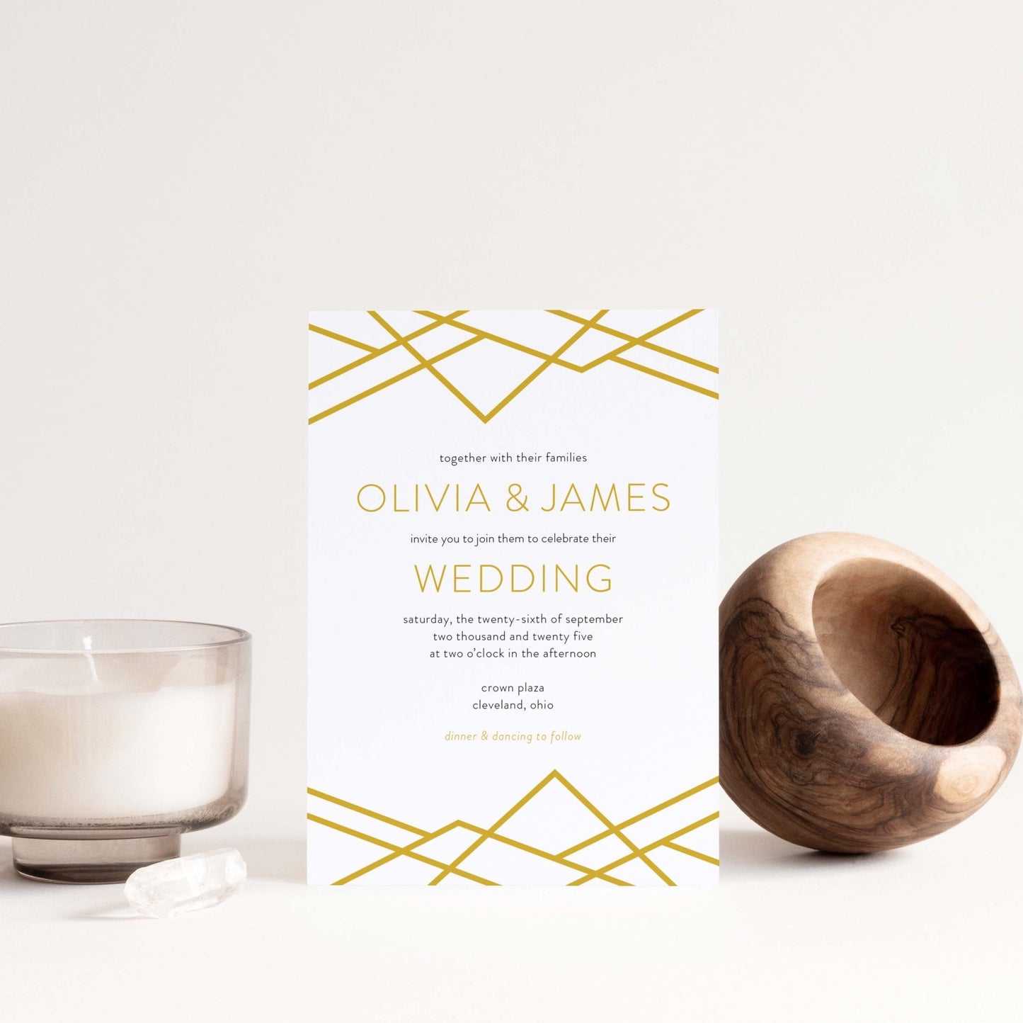 Geometric Art Deco Wedding Invitations - Blú Rose