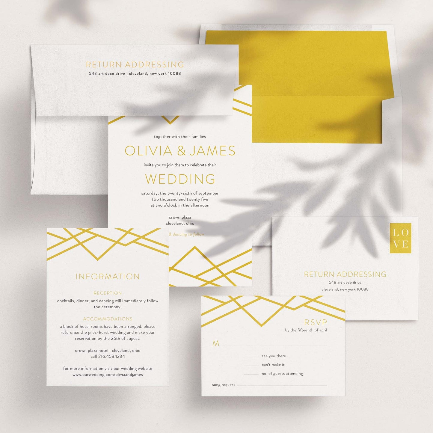 Geometric Art Deco Wedding Invitations - Blú Rose