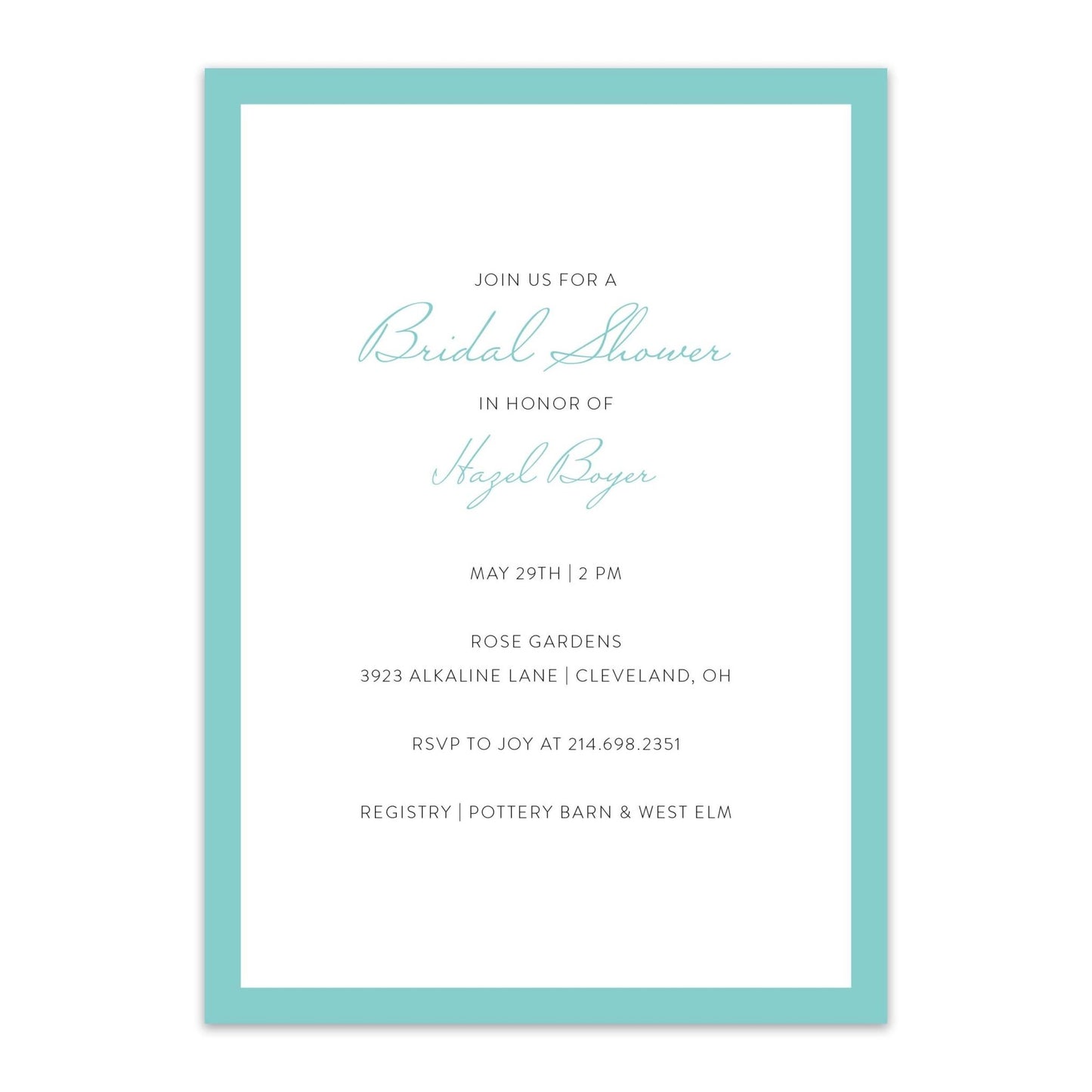 Hazel Border Invitations - Blú Rose