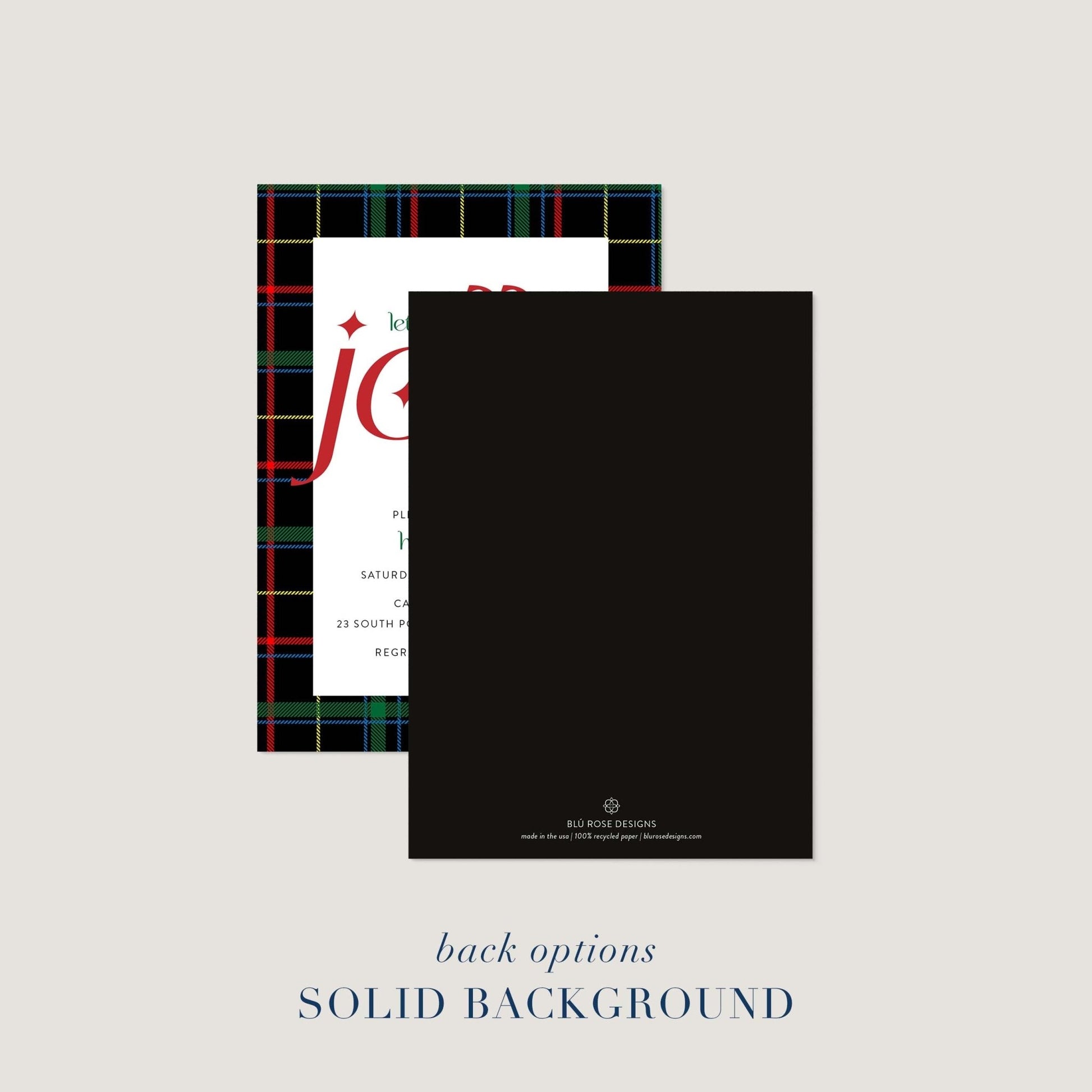 Jolly Plaid Holiday Party Invitations - Blú Rose