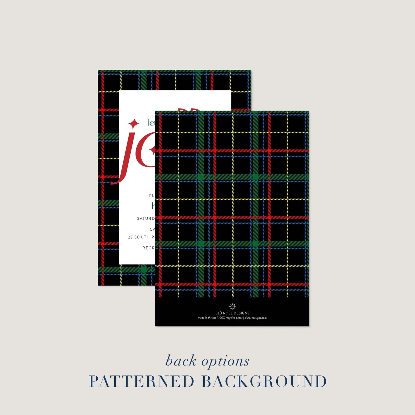 Jolly Plaid Holiday Party Invitations - Blú Rose
