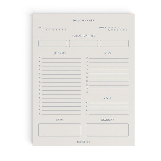 Undated Minimalist Daily Planner Notepad | Blú Rose