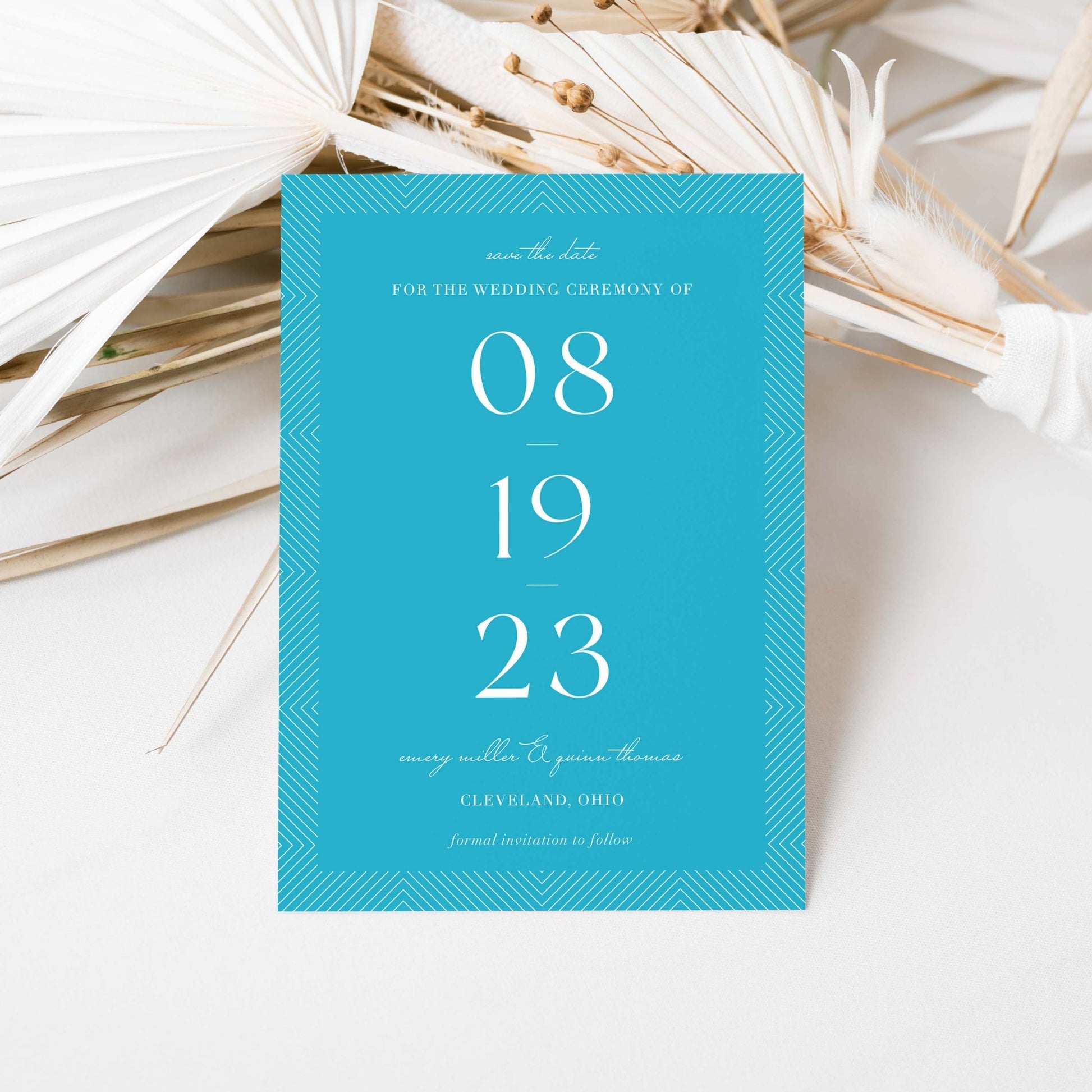 Modern Line Border Save the Dates - Blú Rose
