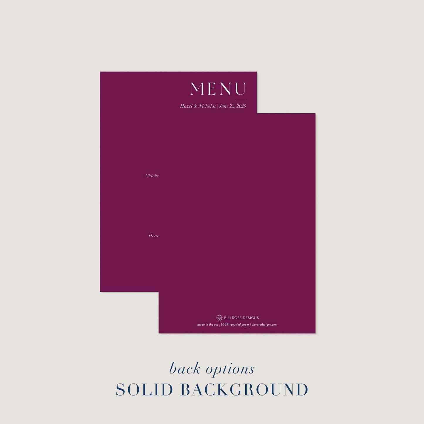 NY Chic Menus - Blú Rose