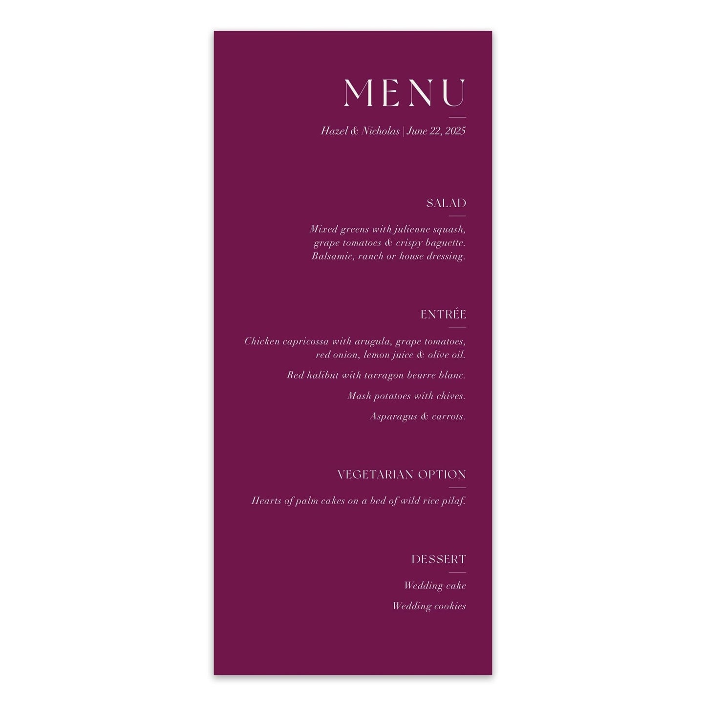 NY Chic Menus - Blú Rose