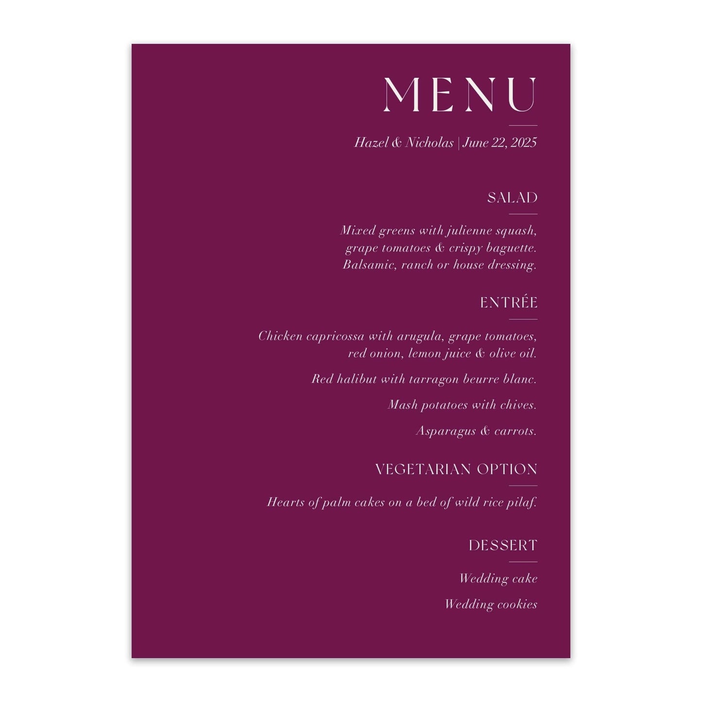 NY Chic Menus - Blú Rose