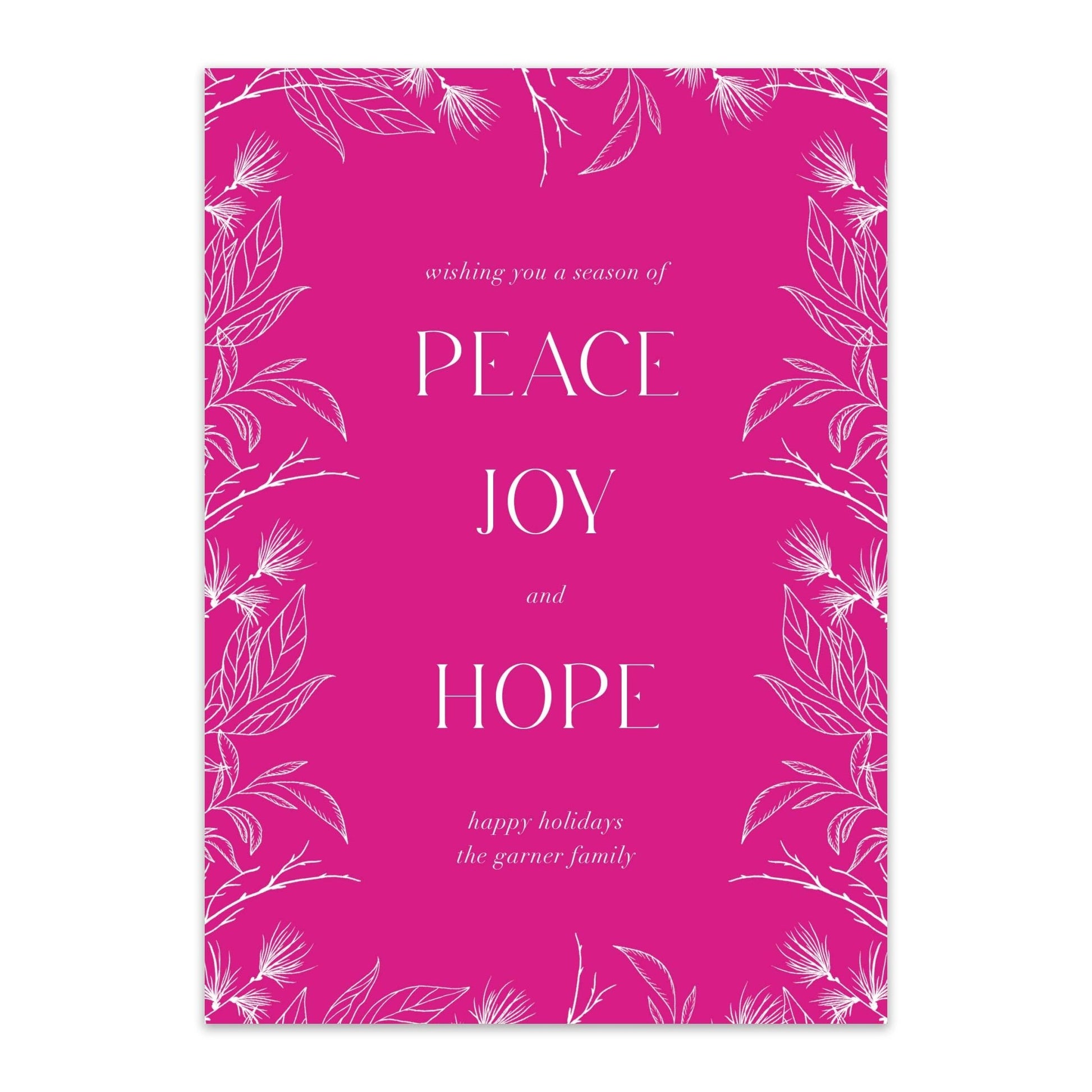 Peace Joy Hope Holiday Cards - Blú Rose