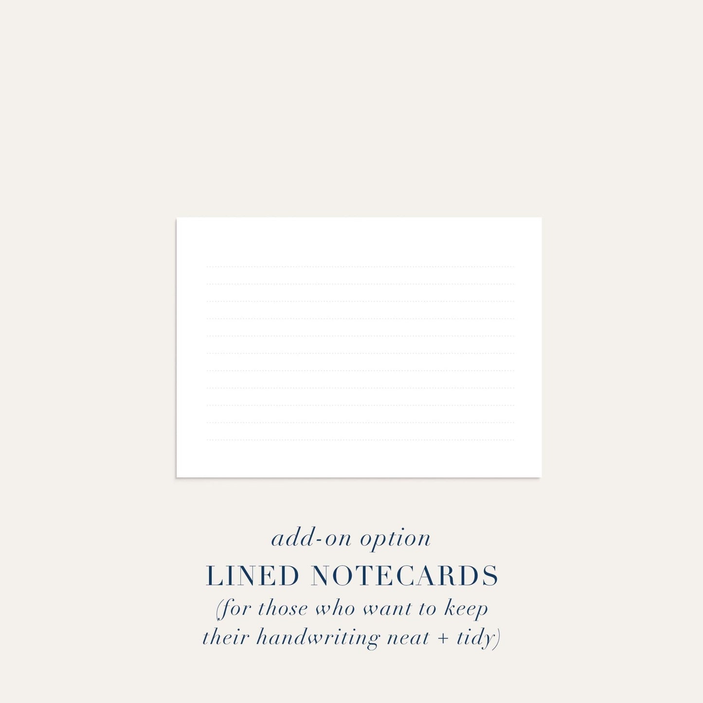 Lined notecard add-on option for thank you notecards