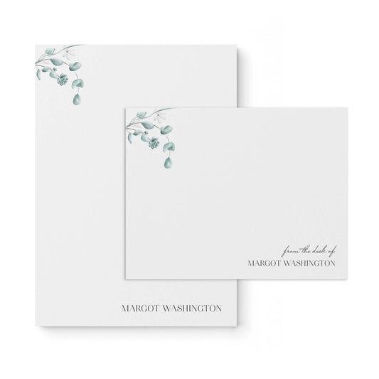 Simple Floral Notepad + Notecard Set - Blú Rose