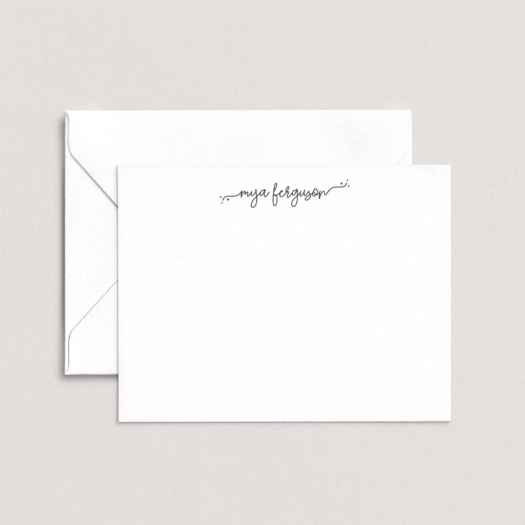 acheila personalized script name notecards with envelope minimalist stationery