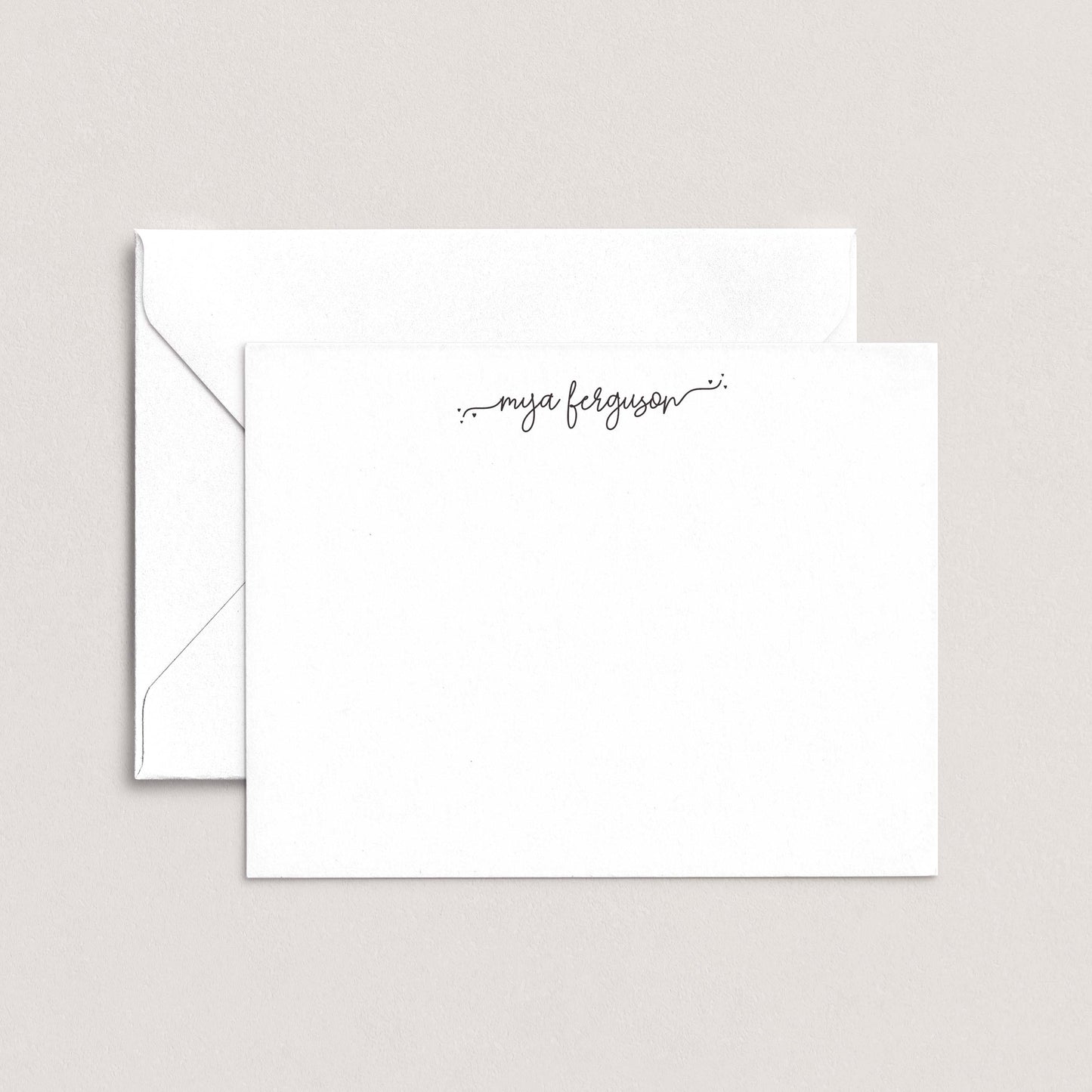 acheila personalized script name notecards with envelope minimalist stationery