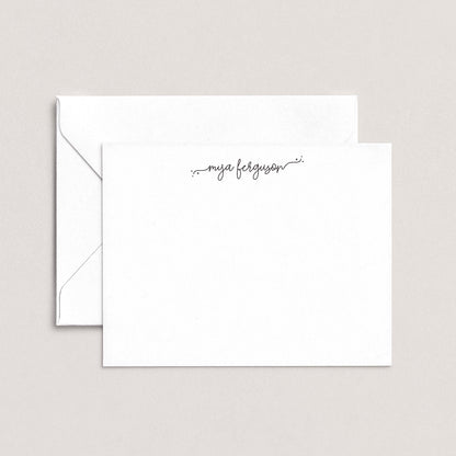 acheila personalized script name notecards with envelope minimalist stationery
