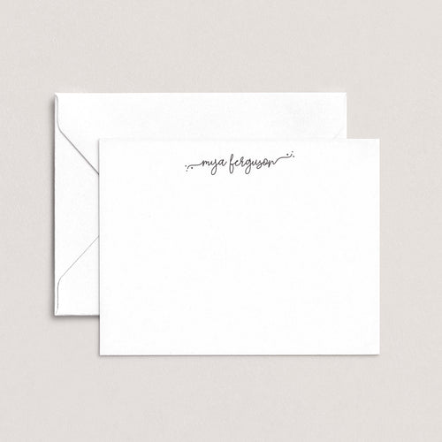acheila personalized script name notecards with envelope minimalist stationery