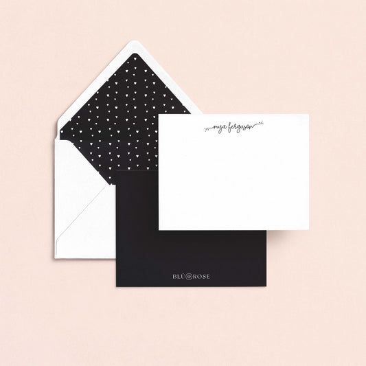 acheila personalized script notecard set with patterned envelope liner