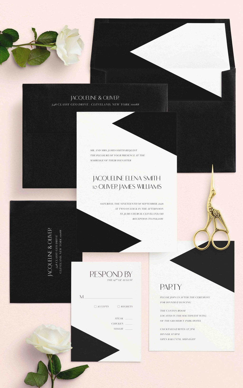 Classy Geo Wedding Invitations - Blú Rose